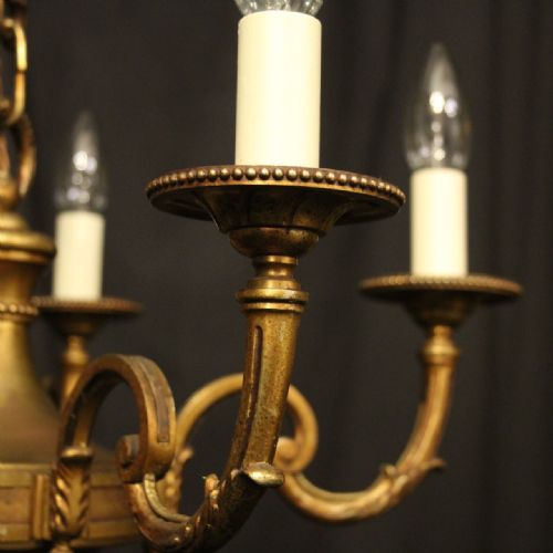 FRENCH GILDED BRONZE 5 LIGHT CHANDELIER - ADDITIONAL PHOTO 3