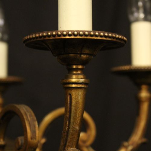 FRENCH GILDED BRONZE 5 LIGHT CHANDELIER - ADDITIONAL PHOTO 4