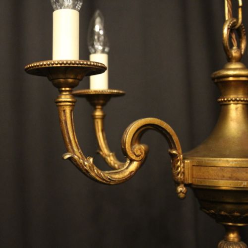 FRENCH GILDED BRONZE 5 LIGHT CHANDELIER - ADDITIONAL PHOTO 5