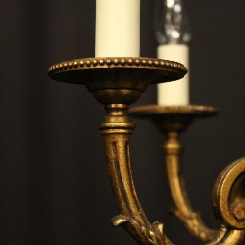 FRENCH GILDED BRONZE 5 LIGHT CHANDELIER - ADDITIONAL PHOTO 6