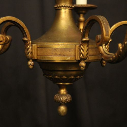 FRENCH GILDED BRONZE 5 LIGHT CHANDELIER - ADDITIONAL PHOTO 7