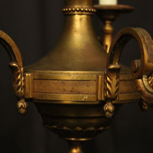 FRENCH GILDED BRONZE 5 LIGHT CHANDELIER - ADDITIONAL PHOTO 8