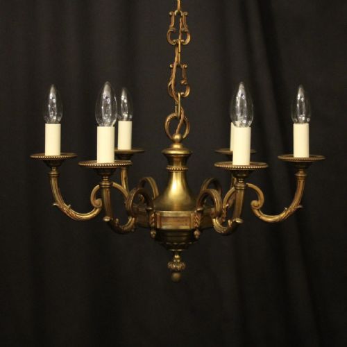 french gilded bronze 6 light chandelier - CATEGORY: ANTIQUE LIGHTING - DATED 1930
