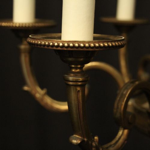 FRENCH GILDED BRONZE 6 LIGHT CHANDELIER - ADDITIONAL PHOTO 2
