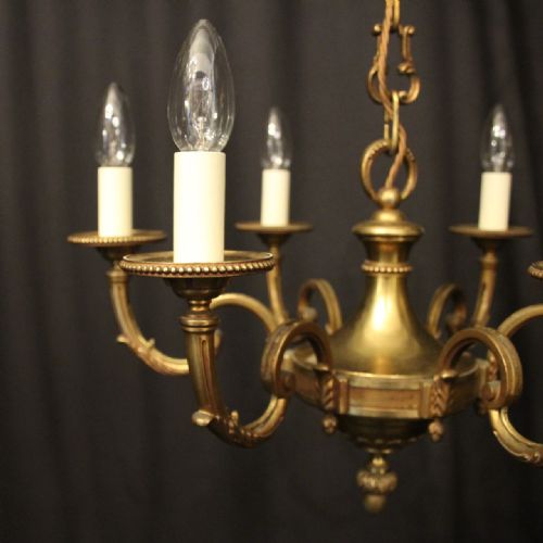 FRENCH GILDED BRONZE 6 LIGHT CHANDELIER - ADDITIONAL PHOTO 3