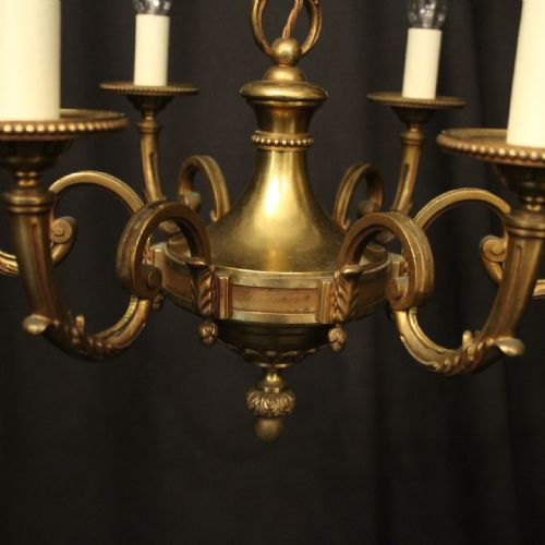 FRENCH GILDED BRONZE 6 LIGHT CHANDELIER - ADDITIONAL PHOTO 4