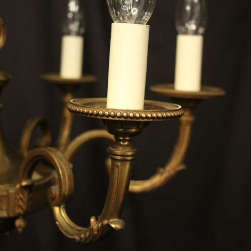 FRENCH GILDED BRONZE 6 LIGHT CHANDELIER - ADDITIONAL PHOTO 5