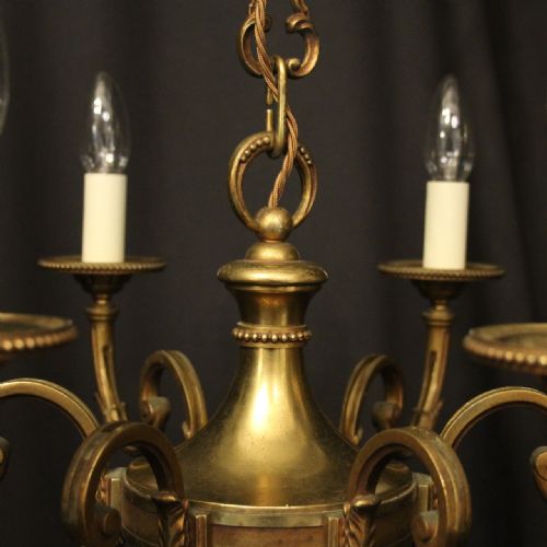 FRENCH GILDED BRONZE 6 LIGHT CHANDELIER - ADDITIONAL PHOTO 6