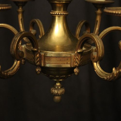 FRENCH GILDED BRONZE 6 LIGHT CHANDELIER - ADDITIONAL PHOTO 7