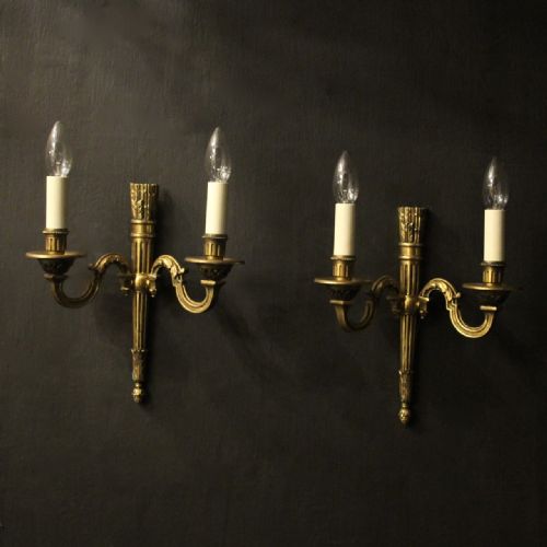 french gilded empire twin arm antique wall lights - CATEGORY: ANTIQUE LIGHTING - DATED 1920