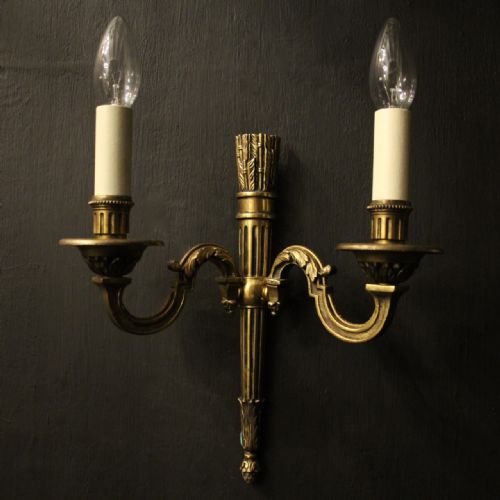 FRENCH GILDED EMPIRE TWIN ARM ANTIQUE WALL LIGHTS - ADDITIONAL PHOTO 1