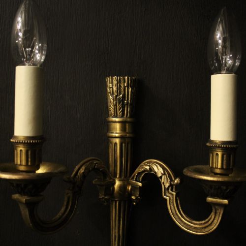 FRENCH GILDED EMPIRE TWIN ARM ANTIQUE WALL LIGHTS - ADDITIONAL PHOTO 2