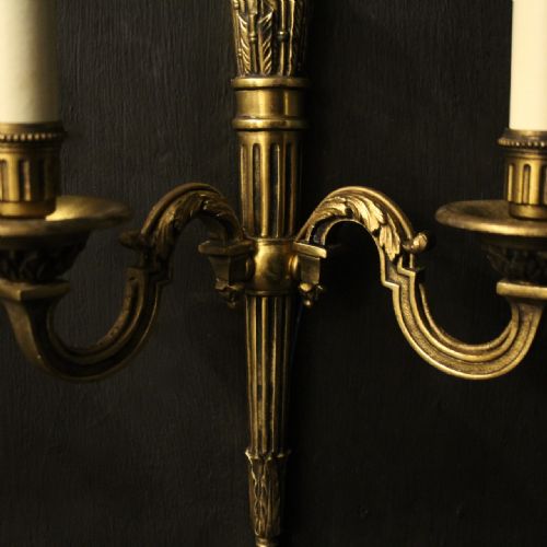 FRENCH GILDED EMPIRE TWIN ARM ANTIQUE WALL LIGHTS - ADDITIONAL PHOTO 3