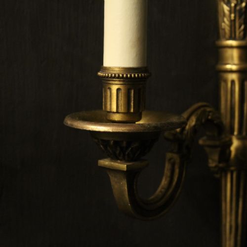 FRENCH GILDED EMPIRE TWIN ARM ANTIQUE WALL LIGHTS - ADDITIONAL PHOTO 4