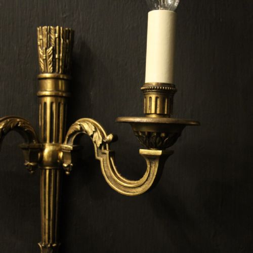 FRENCH GILDED EMPIRE TWIN ARM ANTIQUE WALL LIGHTS - ADDITIONAL PHOTO 5