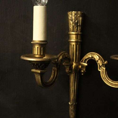 FRENCH GILDED EMPIRE TWIN ARM ANTIQUE WALL LIGHTS - ADDITIONAL PHOTO 6