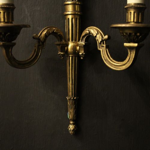 FRENCH GILDED EMPIRE TWIN ARM ANTIQUE WALL LIGHTS - ADDITIONAL PHOTO 7
