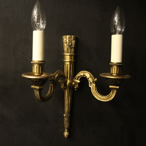 FRENCH GILDED EMPIRE TWIN ARM ANTIQUE WALL LIGHTS - ADDITIONAL PHOTO 8