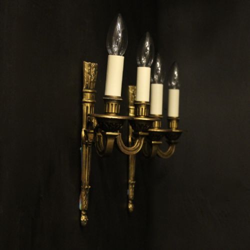 FRENCH GILDED EMPIRE TWIN ARM ANTIQUE WALL LIGHTS - ADDITIONAL PHOTO 9