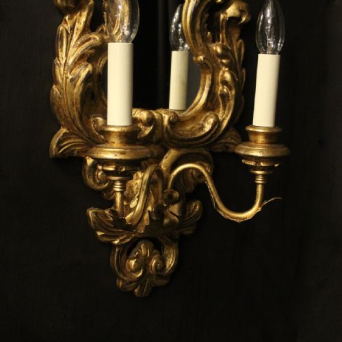 ITALIAN PAIR GILTWOOD TWIN ARM GIRANDOLES - ADDITIONAL PHOTO 4