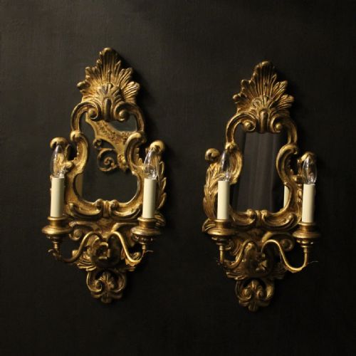 ITALIAN PAIR GILTWOOD TWIN ARM GIRANDOLES - ADDITIONAL PHOTO 8