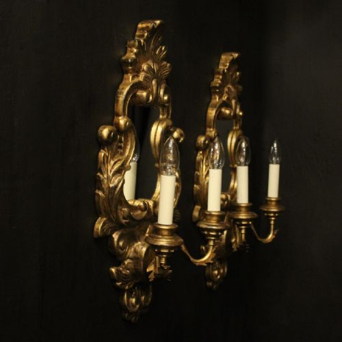 ITALIAN PAIR GILTWOOD TWIN ARM GIRANDOLES - ADDITIONAL PHOTO 9