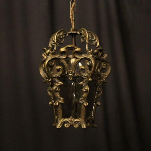 italian gilded brass single light lantern - CATEGORY: ANTIQUE LIGHTING - DATED 1930