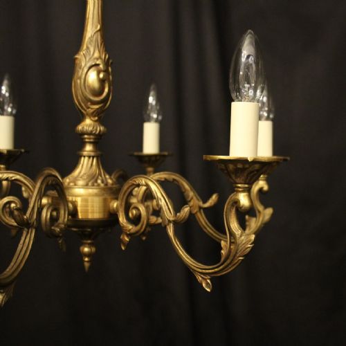 FRENCH GILDED BRONZE 6 LIGHT ANTIQUE CHANDELIER - ADDITIONAL PHOTO 1