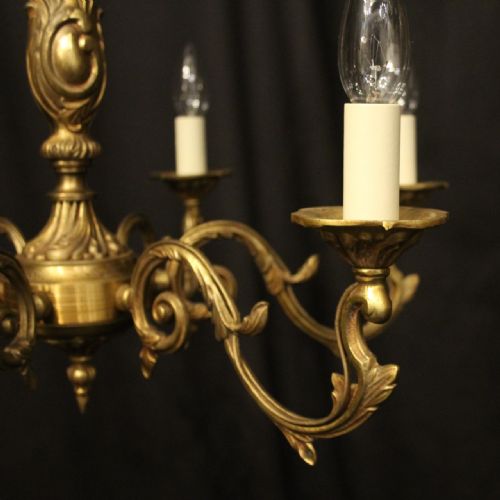 FRENCH GILDED BRONZE 6 LIGHT ANTIQUE CHANDELIER - ADDITIONAL PHOTO 3