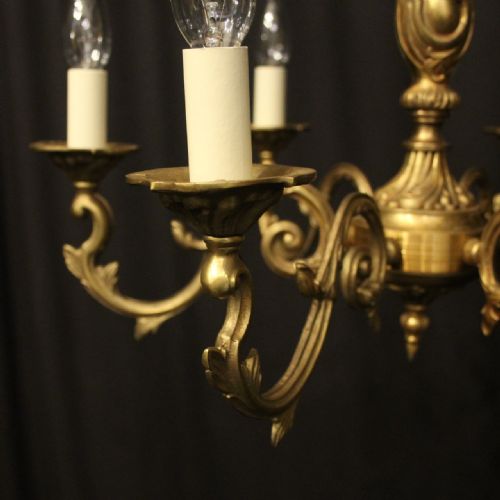 FRENCH GILDED BRONZE 6 LIGHT ANTIQUE CHANDELIER - ADDITIONAL PHOTO 4
