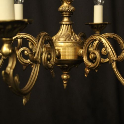 FRENCH GILDED BRONZE 6 LIGHT ANTIQUE CHANDELIER - ADDITIONAL PHOTO 5