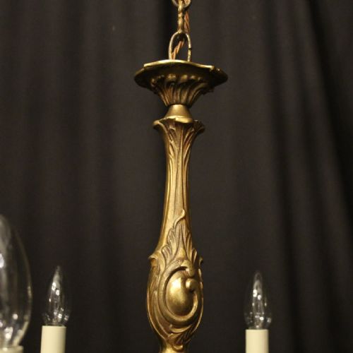 FRENCH GILDED BRONZE 6 LIGHT ANTIQUE CHANDELIER - ADDITIONAL PHOTO 6