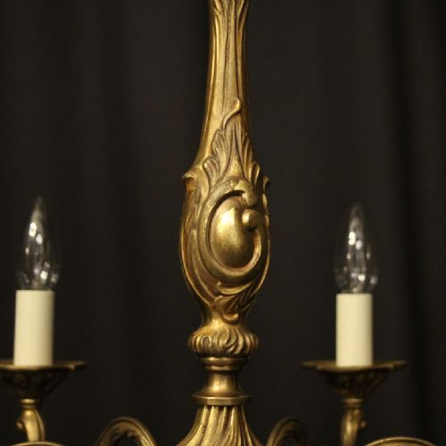 FRENCH GILDED BRONZE 6 LIGHT ANTIQUE CHANDELIER - ADDITIONAL PHOTO 7