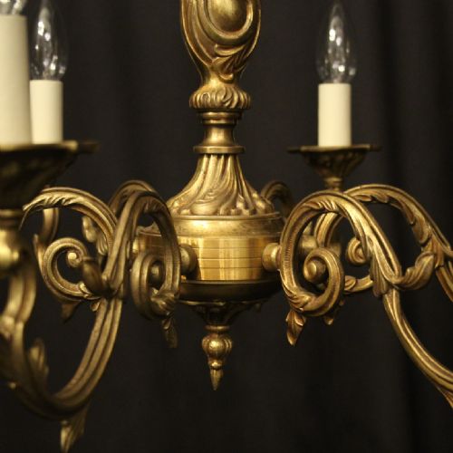 FRENCH GILDED BRONZE 6 LIGHT ANTIQUE CHANDELIER - ADDITIONAL PHOTO 8