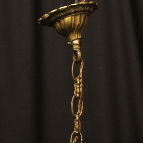 FRENCH GILDED BRONZE 6 LIGHT ANTIQUE CHANDELIER - ADDITIONAL PHOTO 9