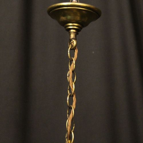 FRENCH GILDED BRASS 5 LIGHT ANTIQUE CHANDELIER - ADDITIONAL PHOTO 9