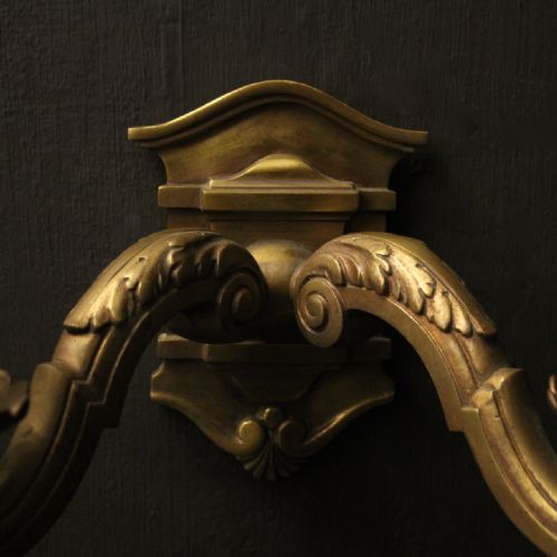 ENGLISH PAIR OF BRONZE TWIN ARM WALL LIGHTS - ADDITIONAL PHOTO 2