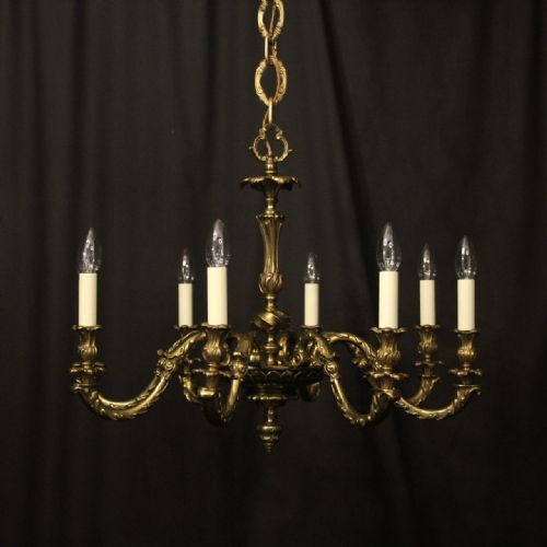 french gilded bronze 8 light antique chandelier - CATEGORY: ANTIQUE LIGHTING - DATED 1920