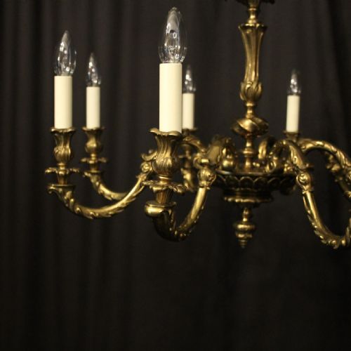 FRENCH GILDED BRONZE 8 LIGHT ANTIQUE CHANDELIER - ADDITIONAL PHOTO 1