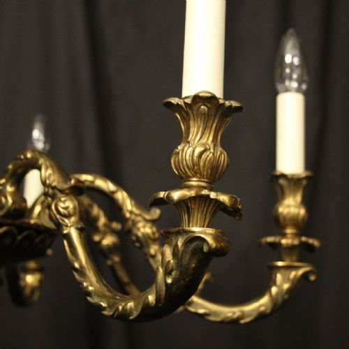 FRENCH GILDED BRONZE 8 LIGHT ANTIQUE CHANDELIER - ADDITIONAL PHOTO 4