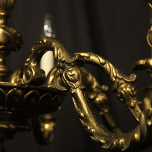 FRENCH GILDED BRONZE 8 LIGHT ANTIQUE CHANDELIER - ADDITIONAL PHOTO 5
