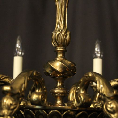 FRENCH GILDED BRONZE 8 LIGHT ANTIQUE CHANDELIER - ADDITIONAL PHOTO 6