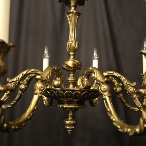FRENCH GILDED BRONZE 8 LIGHT ANTIQUE CHANDELIER - ADDITIONAL PHOTO 7
