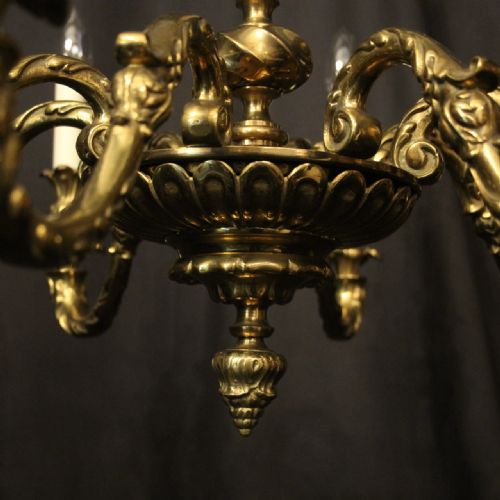 FRENCH GILDED BRONZE 8 LIGHT ANTIQUE CHANDELIER - ADDITIONAL PHOTO 8