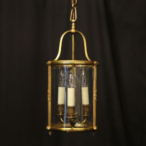 french gilded triple light antique lantern - CATEGORY: ANTIQUE LIGHTING - DATED 1920