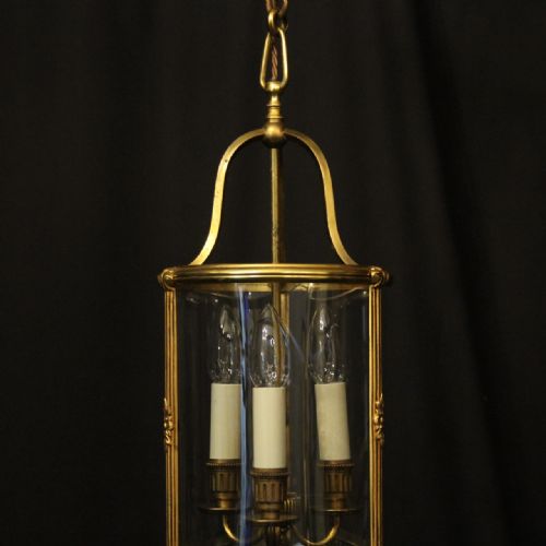 FRENCH GILDED TRIPLE LIGHT ANTIQUE LANTERN - ADDITIONAL PHOTO 1