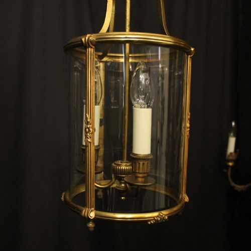 FRENCH GILDED TRIPLE LIGHT ANTIQUE LANTERN - ADDITIONAL PHOTO 3
