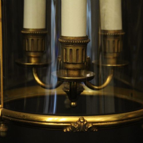 FRENCH GILDED TRIPLE LIGHT ANTIQUE LANTERN - ADDITIONAL PHOTO 6
