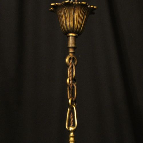 FRENCH GILDED TRIPLE LIGHT ANTIQUE LANTERN - ADDITIONAL PHOTO 9