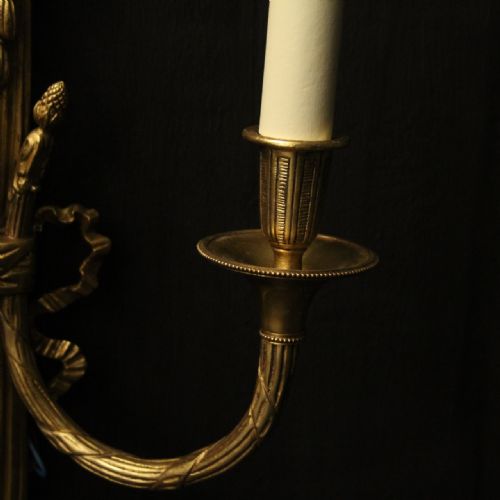 FRENCH PAIR OF GILDED TWIN ARM WALL LIGHTS - ADDITIONAL PHOTO 5